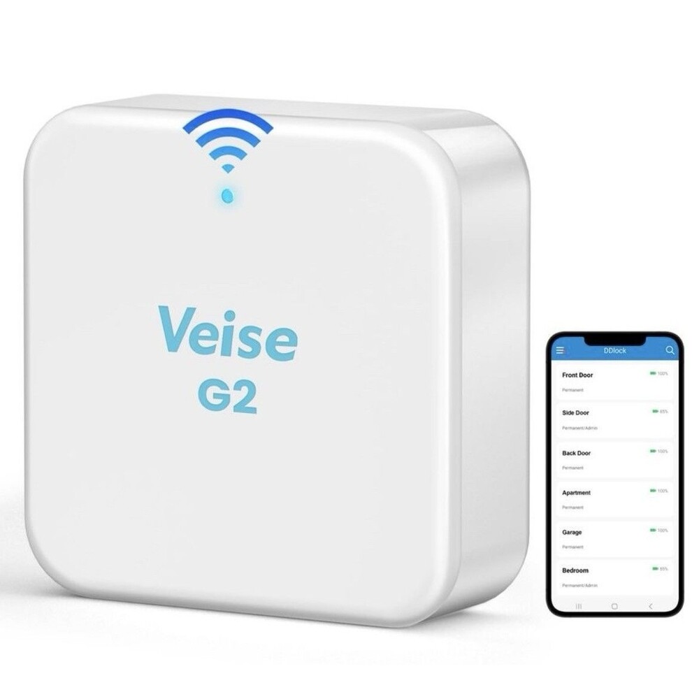 Veise G2 Smart Deadbolt WiFi Gateway, Alexa/Google, TT/DD Lock Compatible